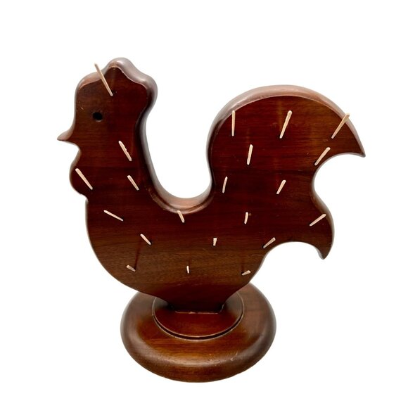 Handmade Margaret Studios Wooden Rooster Chicken Toothpick Holder Cottagecore - Picture 6 of 7